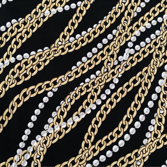 Michael Kors Black, Gold Chain And White Pearl Blouse Size Medium NWT - Picture 7 of 11